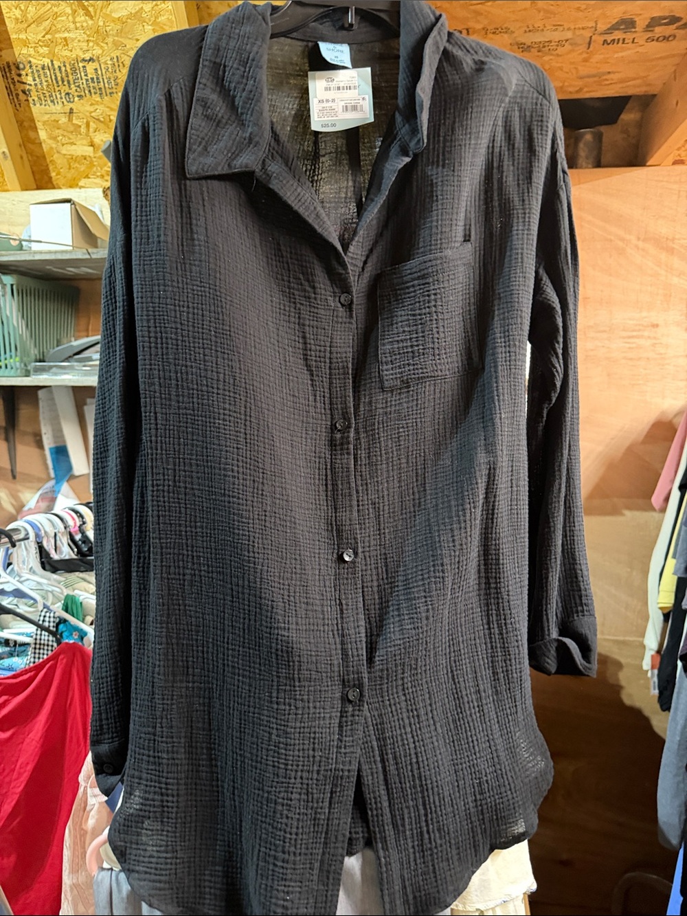Shade & Shore Black Lightweight Swim Coverup Shirt